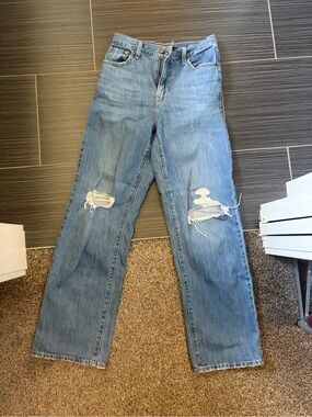 Levi's Light Blue Straight-Leg Distressed Jeans